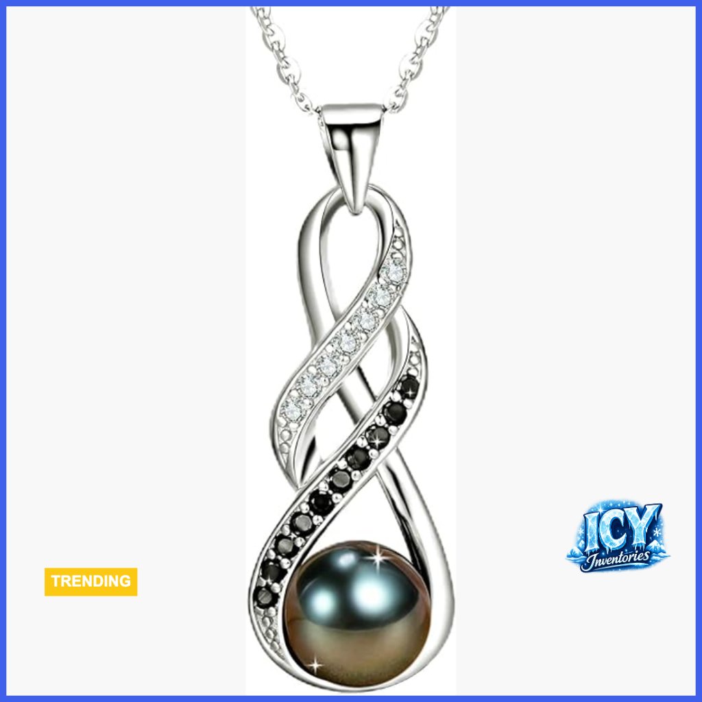Black Pearl Pendant Necklace 18k Gold Plated 925 Sterling Silver